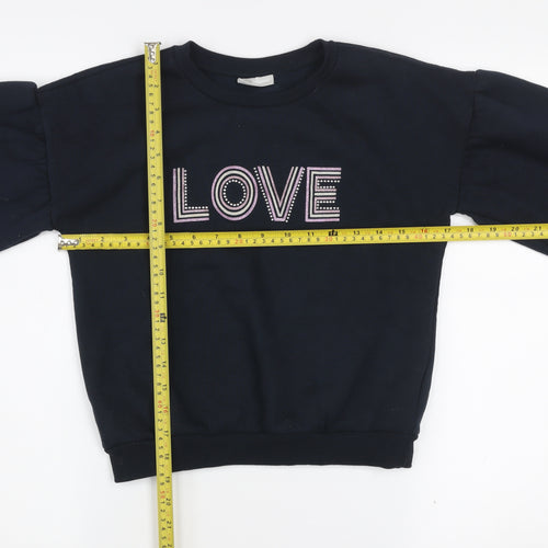 I Love Girlswear Navy LOVE Jumper Girls Age 12 Cotton Blend Crew Neck