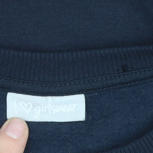 I Love Girlswear Navy LOVE Jumper Girls Age 12 Cotton Blend Crew Neck