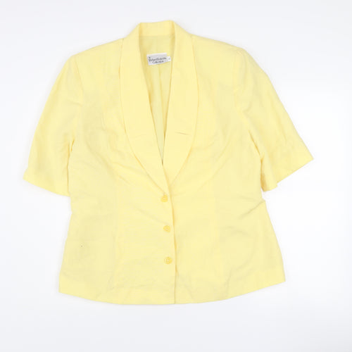 Richard Roberts Collection Women's Yellow Shawl Collar Linen Blend Blazer Size 16