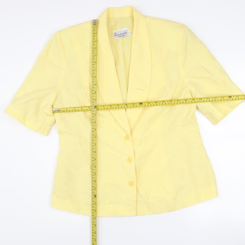 Richard Roberts Collection Women's Yellow Shawl Collar Linen Blend Blazer Size 16