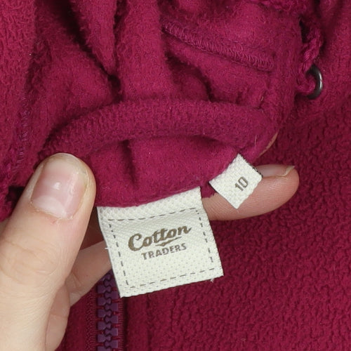 Cotton Traders Women’s Dark Magenta Fleece Hooded Jacket Size 10