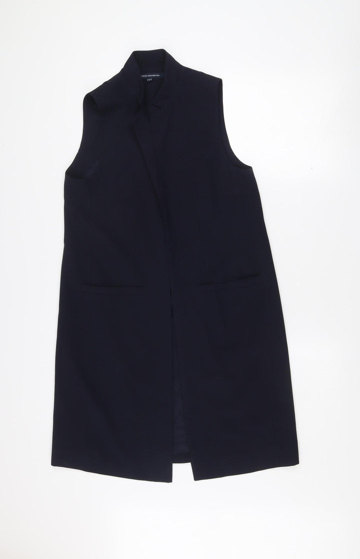French Connection Women's Black Sleeveless Mid-Length Waistcoat Size 8