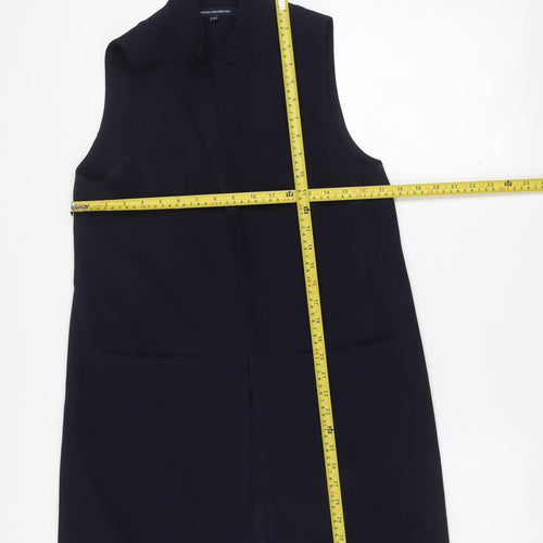 French Connection Women's Black Sleeveless Mid-Length Waistcoat Size 8