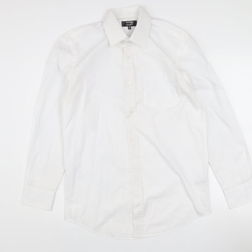 Dunnes Stores Men’s White Regular Fit Long Sleeve Button-Up Shirt 15in Collar