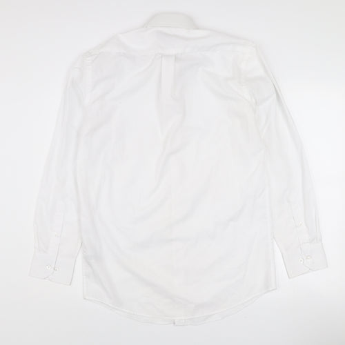Dunnes Stores Men’s White Regular Fit Long Sleeve Button-Up Shirt 15in Collar