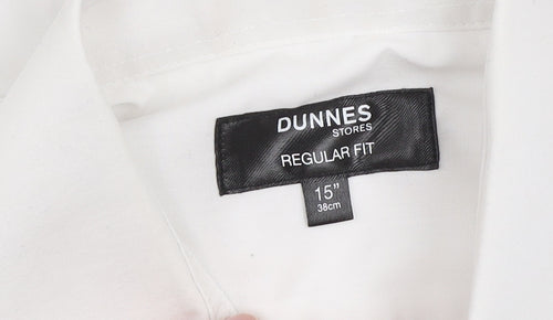 Dunnes Stores Men’s White Regular Fit Long Sleeve Button-Up Shirt 15in Collar