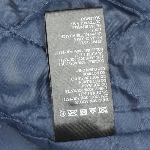 Cooperative Women's Blue Check Wool Pea Coat Lined Mid-Length L