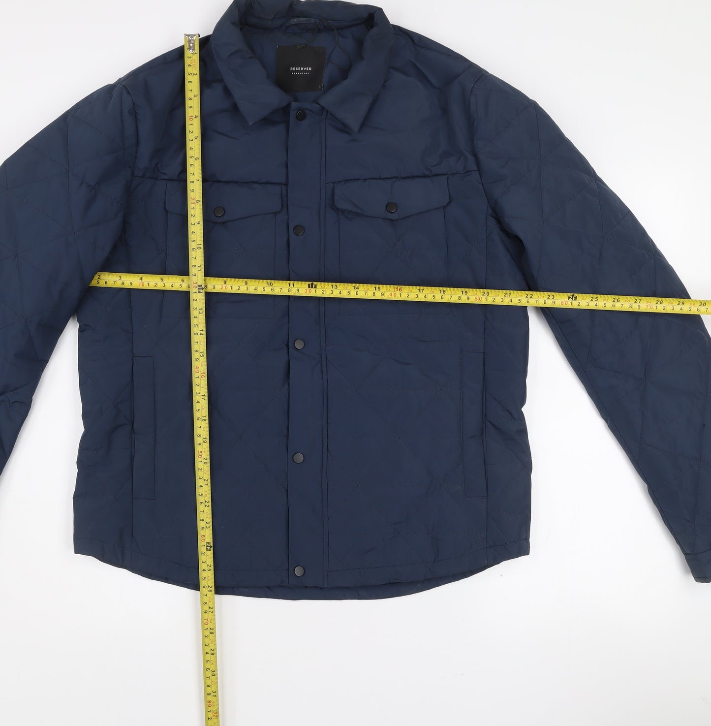 Reserved Womens Blue Quilted Mid-Length Lightweight Jacket L