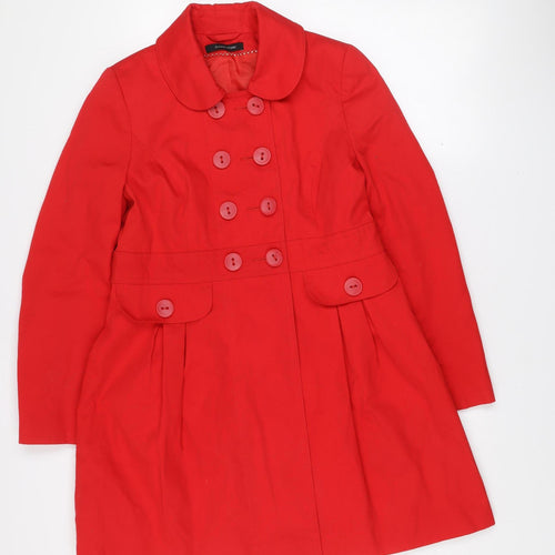 Dunnes Stores Women's Red Cotton Pea Coat Size 14