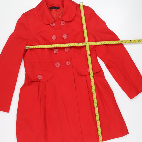 Dunnes Stores Women's Red Cotton Pea Coat Size 14