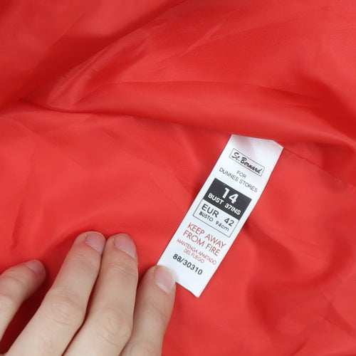 Dunnes Stores Women's Red Cotton Pea Coat Size 14