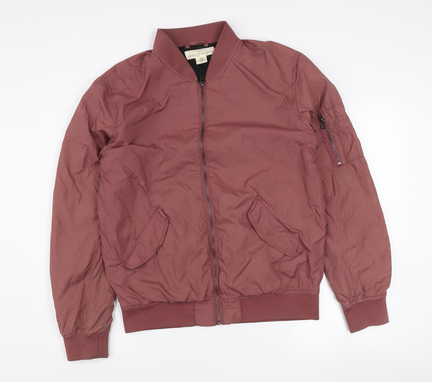 H&M L.O.G.G Men Brown Bomber Jacket Size M Full Zip Classic Style
