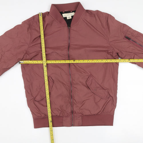 H&M L.O.G.G Men Brown Bomber Jacket Size M Full Zip Classic Style