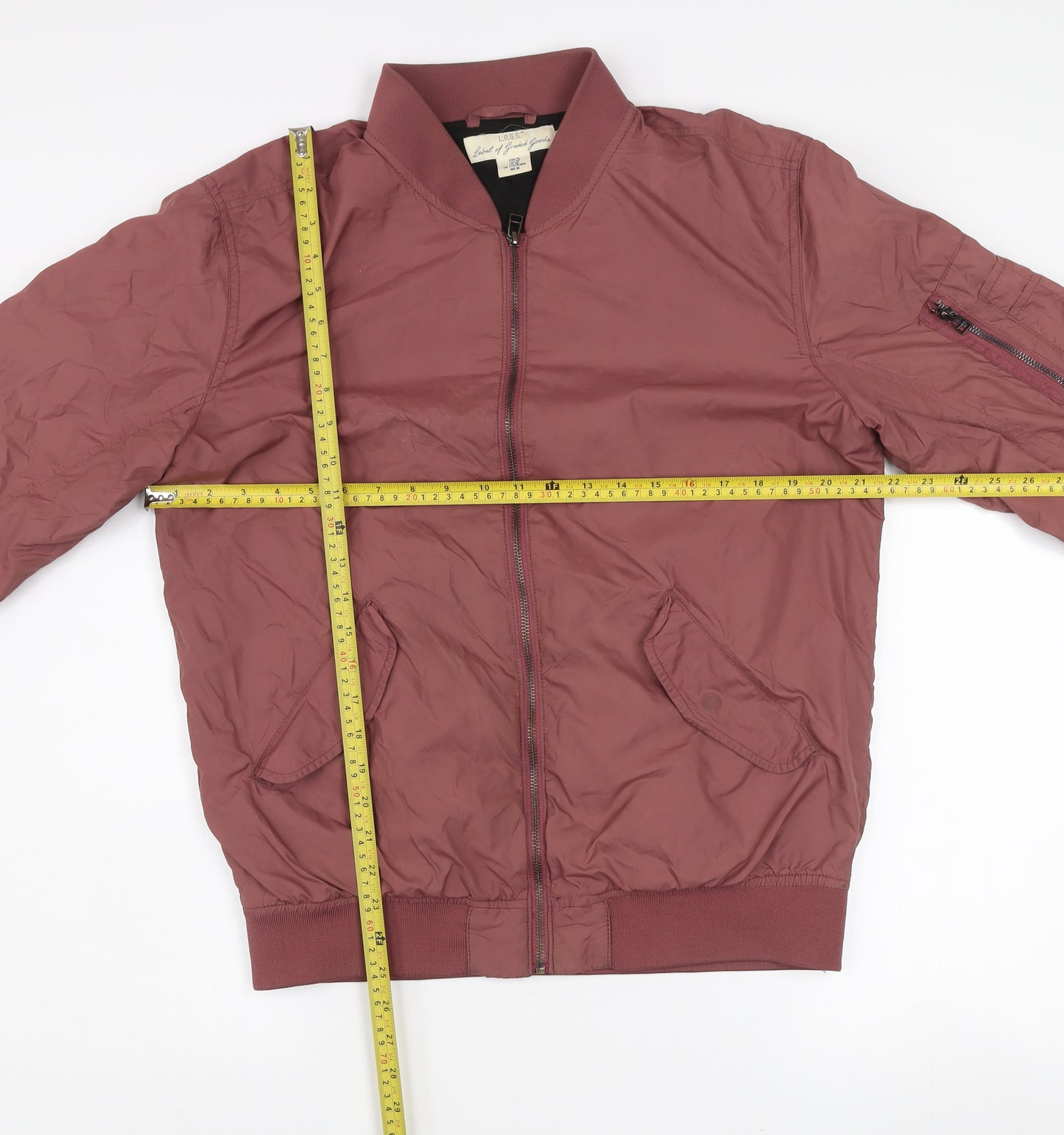H&M L.O.G.G Men Brown Bomber Jacket Size M Full Zip Classic Style