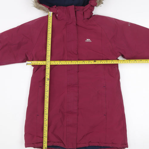Trespass Girls Purple Waterproof Parka Coat 7-8 Years Hooded Winter Jacket