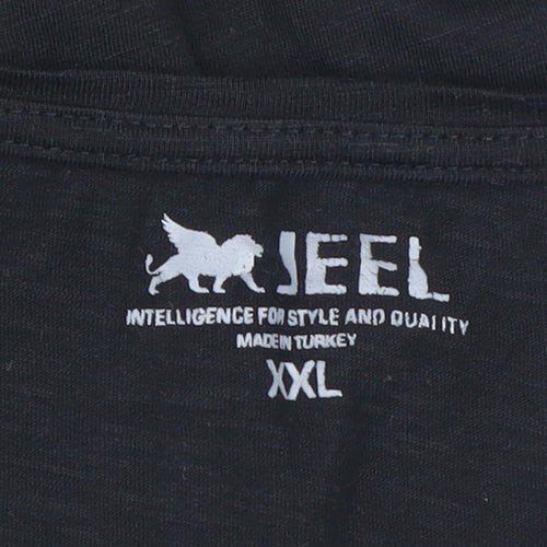 JEEL Womens Black Animal Print Flag T-Shirt 2XL