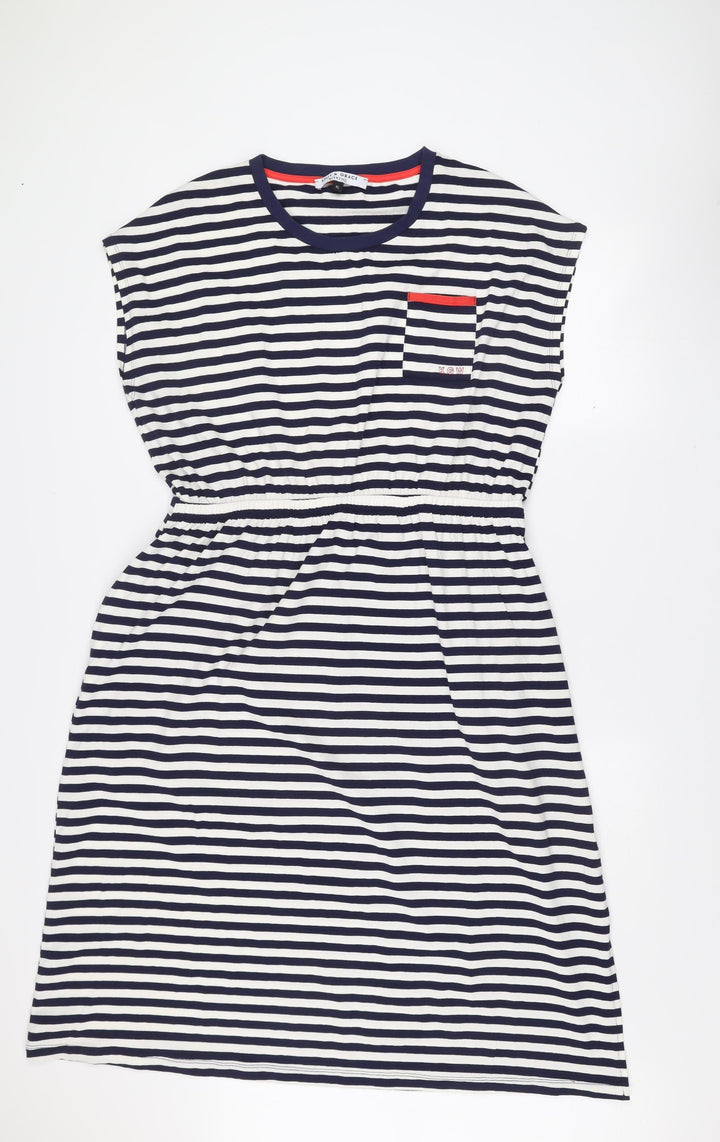 Kelly & Grace Women’s Blue Striped Sleeveless T-Shirt Dress XL Viscose