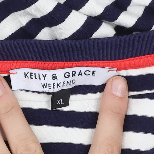 Kelly & Grace Women’s Blue Striped Sleeveless T-Shirt Dress XL Viscose
