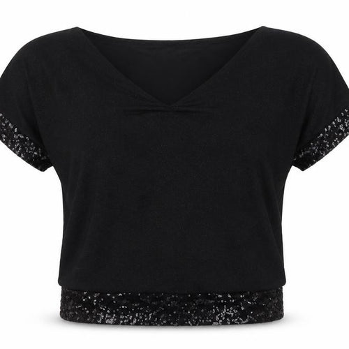 Billie & Blossom Petite Women's Black Sequin V-Neck Blouse Size 10