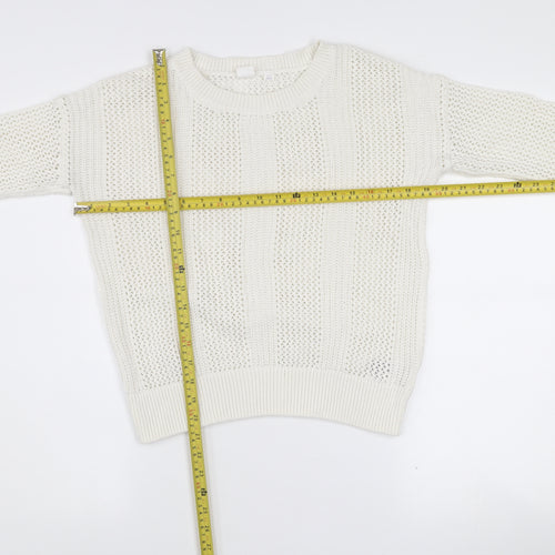 Gap Women’s White Cotton Open-Knit Crew Neck Jumper XS