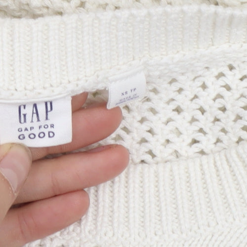 Gap Women’s White Cotton Open-Knit Crew Neck Jumper XS