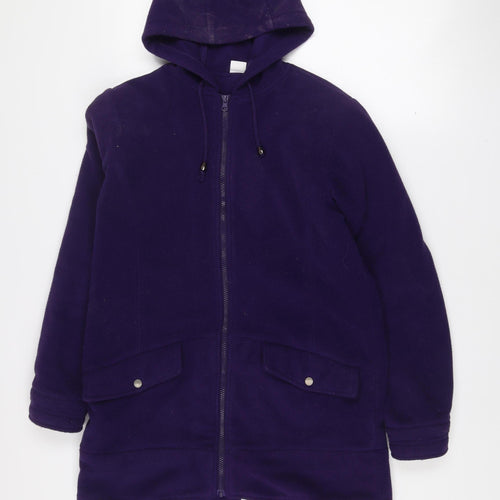 Cotton Traders Womens Purple Fleece Hooded Zip Jacket Size 10