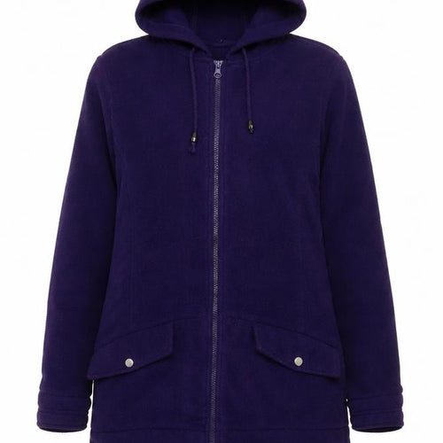 Cotton Traders Womens Purple Fleece Hooded Zip Jacket Size 10