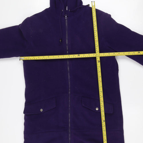 Cotton Traders Womens Purple Fleece Hooded Zip Jacket Size 10
