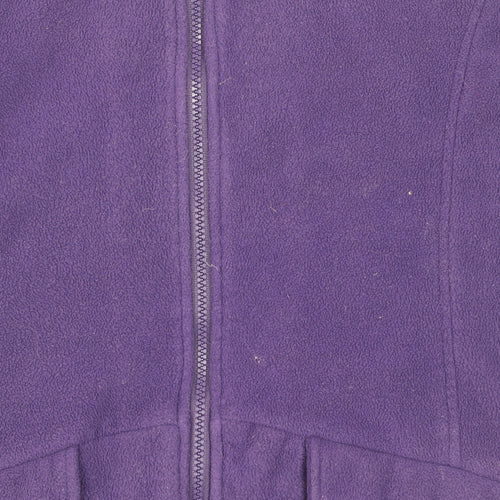 Cotton Traders Womens Purple Fleece Hooded Zip Jacket Size 10