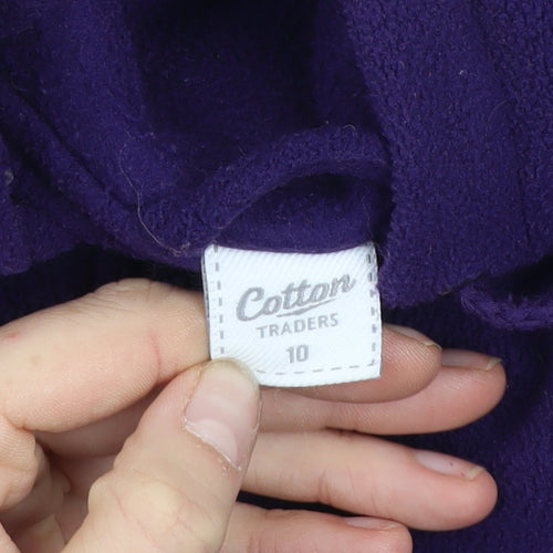 Cotton Traders Womens Purple Fleece Hooded Zip Jacket Size 10