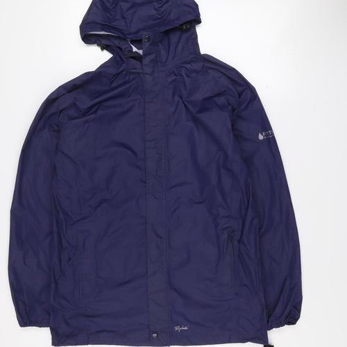 Rydale Women Blue Waterproof Pack & Go Hooded Rain Jacket Size S