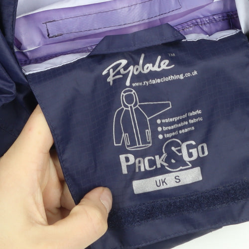 Rydale Women Blue Waterproof Pack & Go Hooded Rain Jacket Size S