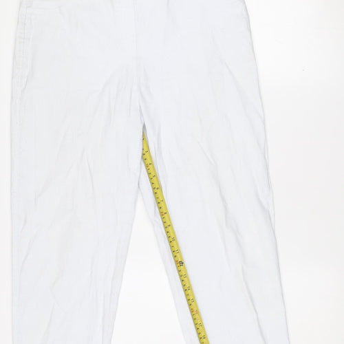 Gallery Women's White Cropped Cotton Twill Stretch Trousers Size L