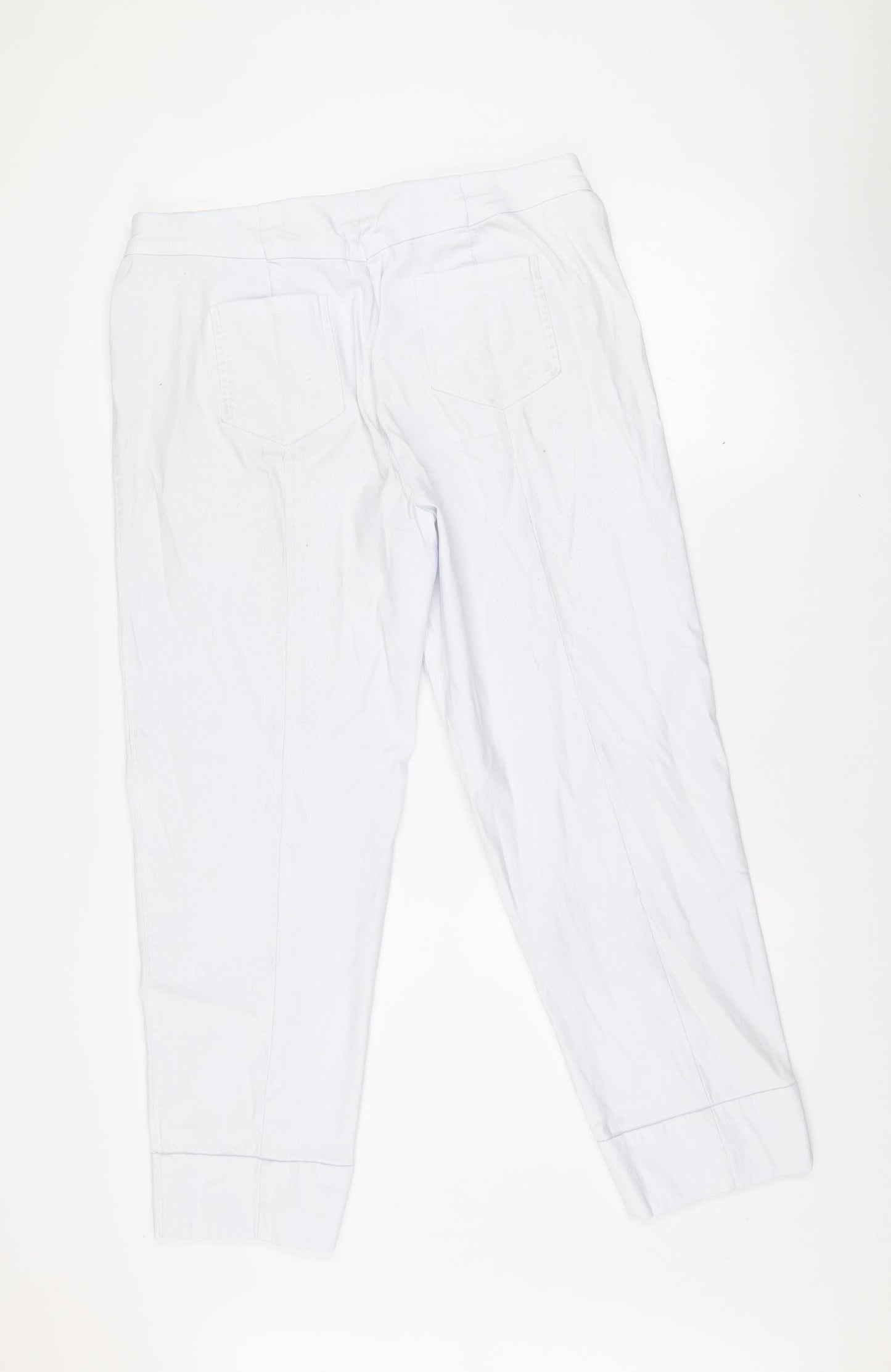 Gallery Women's White Cropped Cotton Twill Stretch Trousers Size L