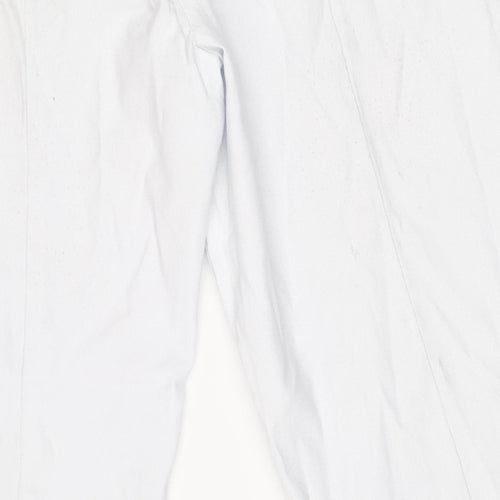 Gallery Women's White Cropped Cotton Twill Stretch Trousers Size L
