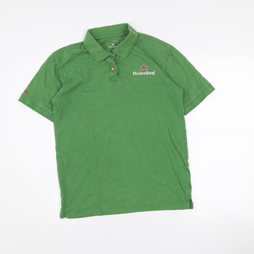 Heineken Men's Green Short Sleeve Polo Shirt Size S Cotton Blend
