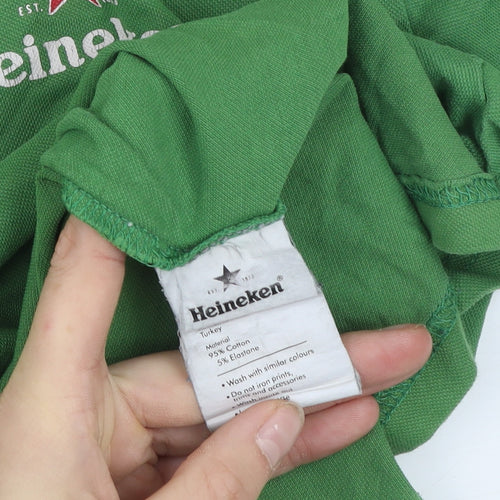 Heineken Men's Green Short Sleeve Polo Shirt Size S Cotton Blend