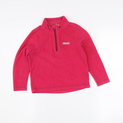 Regatta Girls Pink Fleece 1/4 Zip Pullover Sweatshirt 5-6 Years