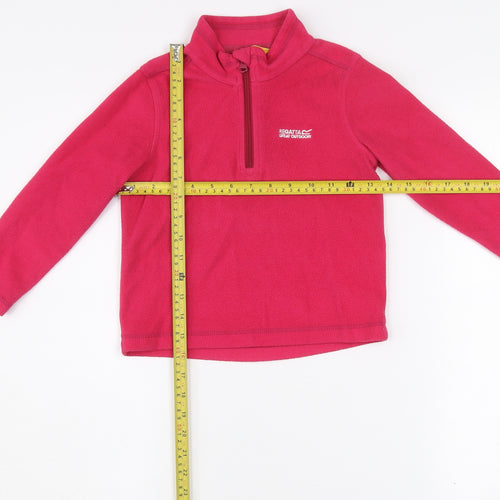 Regatta Girls Pink Fleece 1/4 Zip Pullover Sweatshirt 5-6 Years