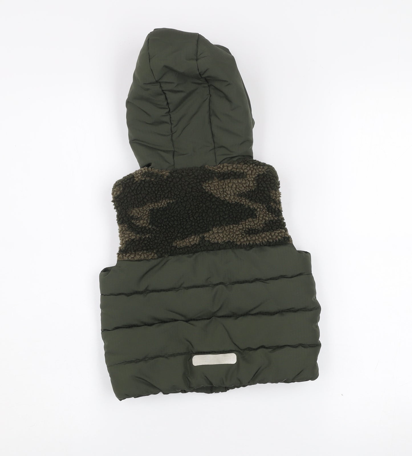 F&F Boys Green Camouflage Hooded Puffer Gilet 2-3 Years Polyester