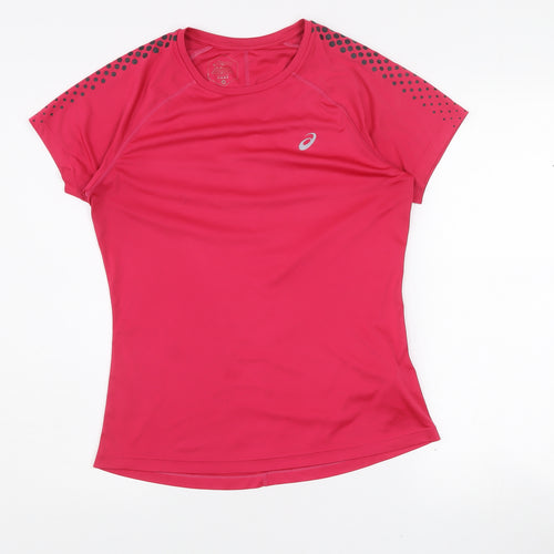 Asics Womens Pink Short Sleeve Running T-Shirt Size M Slim Fit