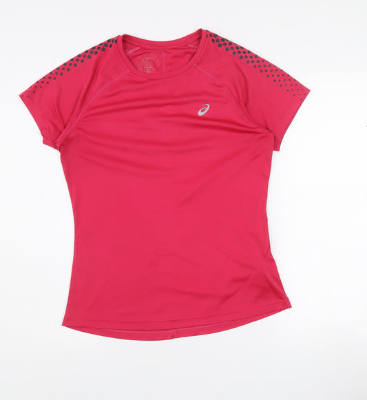 Asics Womens Pink Short Sleeve Running T-Shirt Size M Slim Fit