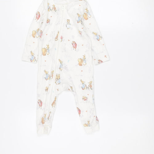 Beatrix Potter Peter Rabbit White Cotton Unisex 9-12M Babygrow