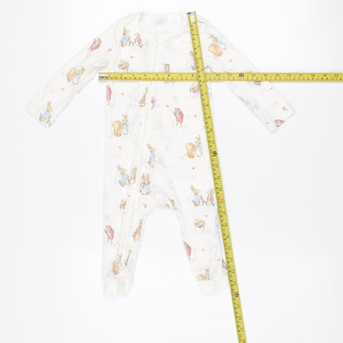 Beatrix Potter Peter Rabbit White Cotton Unisex 9-12M Babygrow