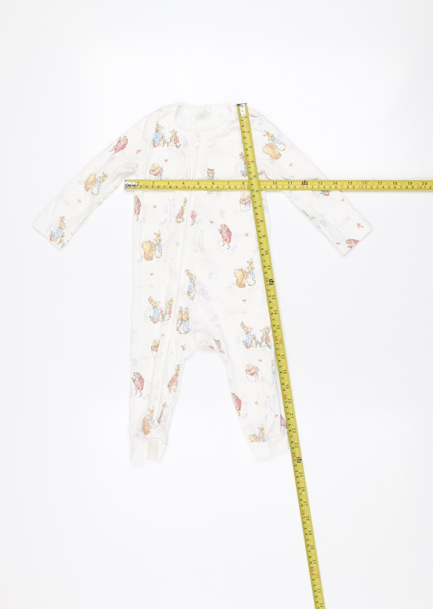 Beatrix Potter Peter Rabbit White Cotton Unisex 9-12M Babygrow