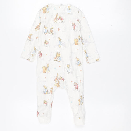 Beatrix Potter Peter Rabbit White Cotton Unisex 9-12M Babygrow