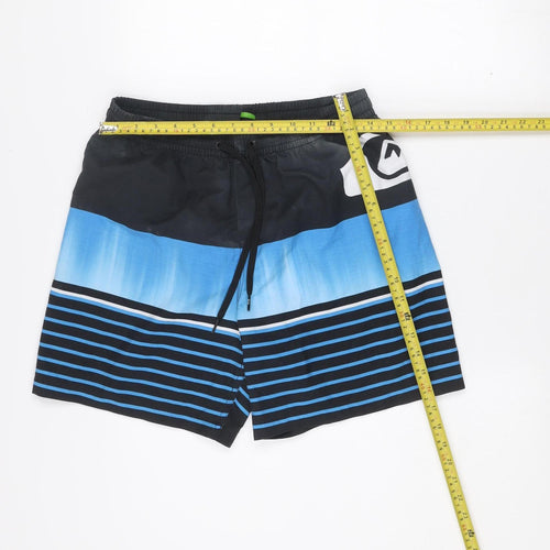 Quiksilver Men's Blue Black Striped Swim Shorts Size S Board Shorts