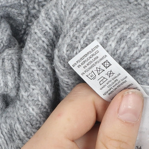 Dunnes Stores Girls Grey Button Cardigan 9-12 Months Ruffle Neck Knit