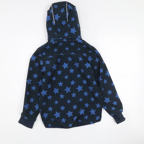 H&M Boys Blue Star Print Soft Shell Hooded Jacket 8-9 Years Waterproof Windproof