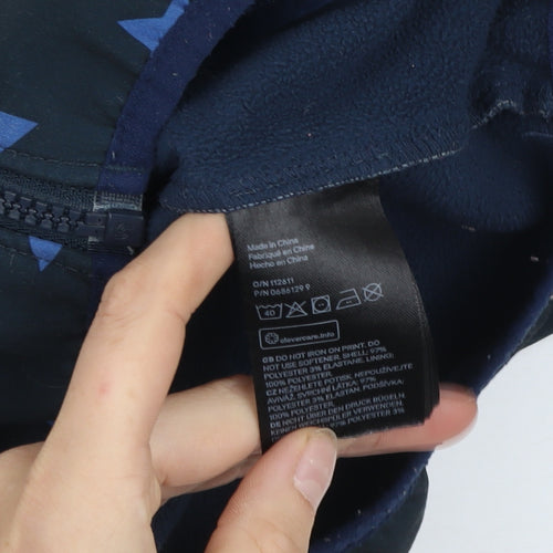 H&M Boys Blue Star Print Soft Shell Hooded Jacket 8-9 Years Waterproof Windproof